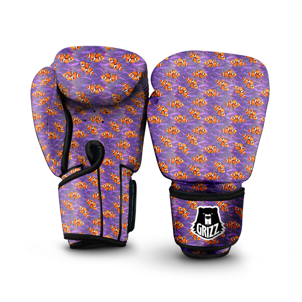 Clownfish Watercolor Purple Print Pattern Boxing Gloves-grizzshop