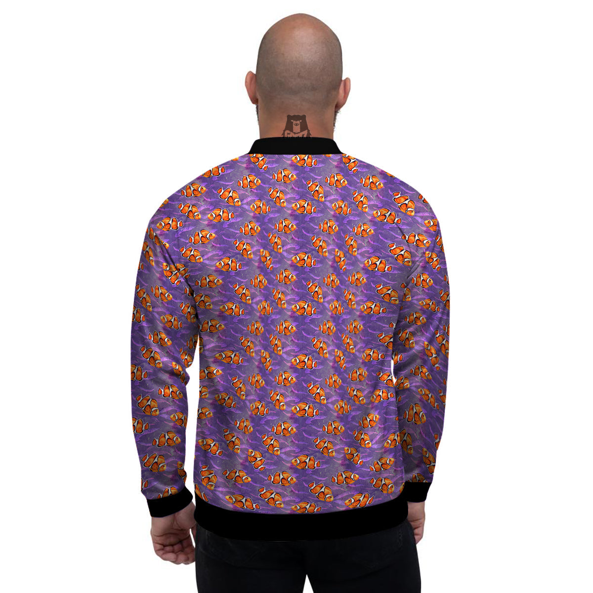 Clownfish Watercolor Purple Print Pattern Men's Bomber Jacket-grizzshop