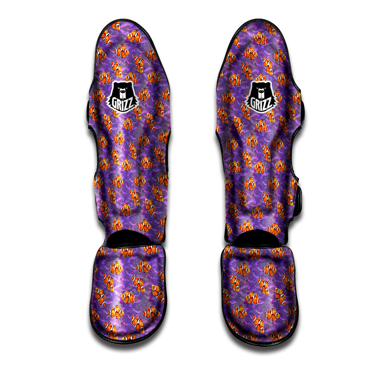 Clownfish Watercolor Purple Print Pattern Muay Thai Shin Guards-grizzshop