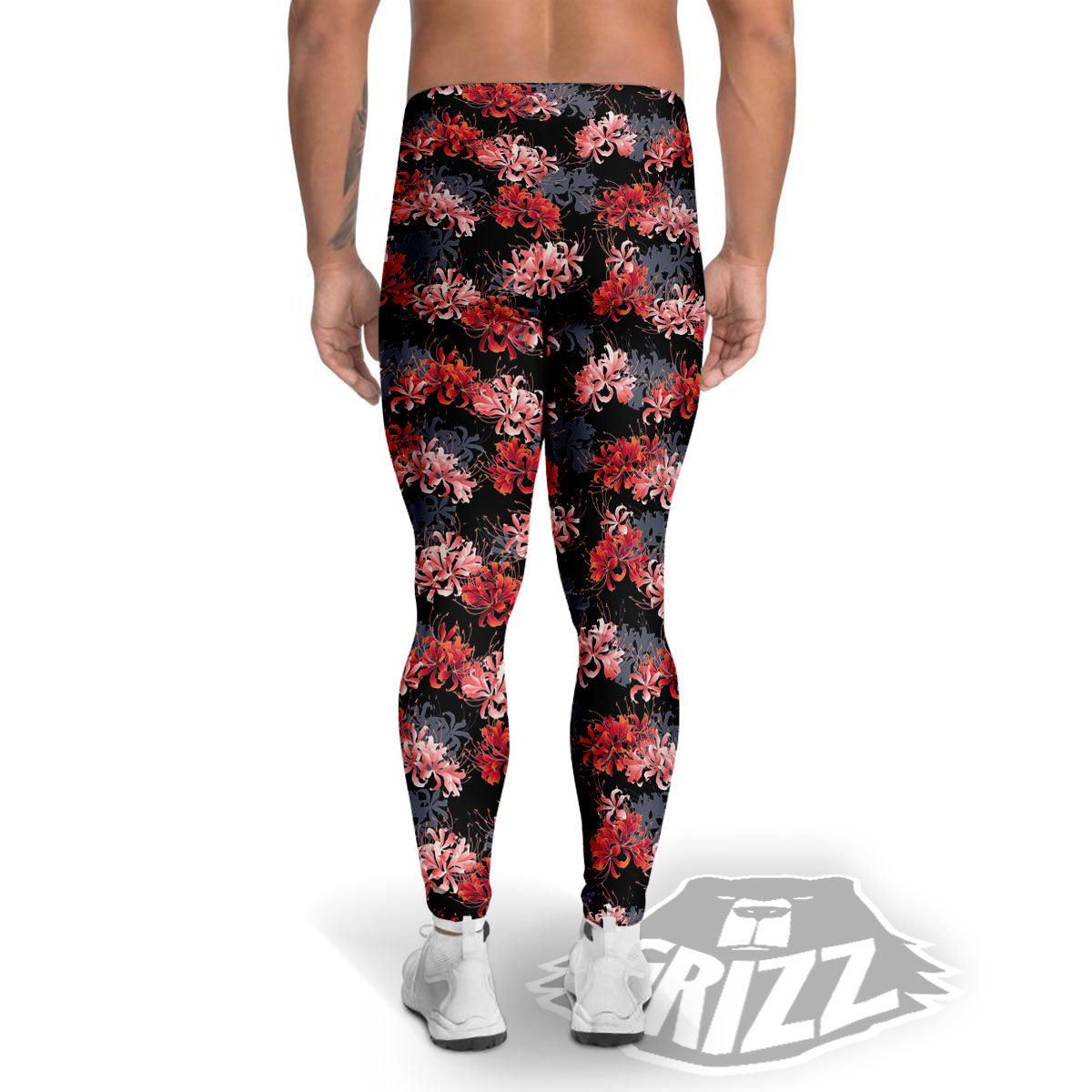 Cluster Amaryllis Japanese Print Pattern Men's Leggings-grizzshop