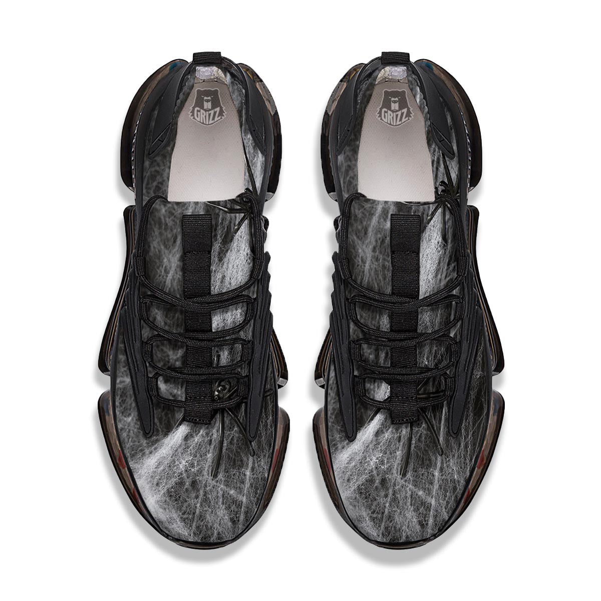 Cobweb And Toy Spiders Print Black Gym Shoes-grizzshop