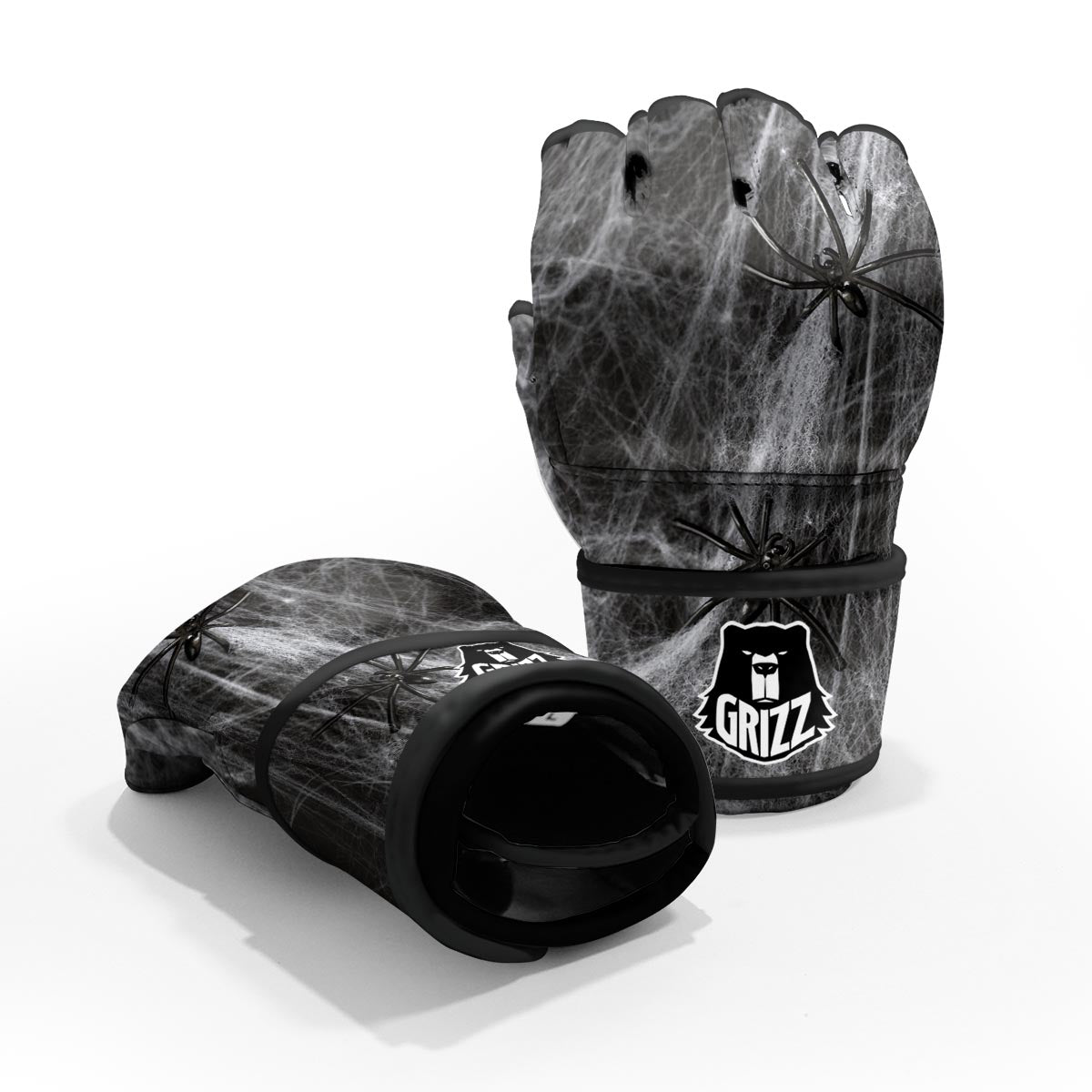 Cobweb And Toy Spiders Print MMA Gloves-grizzshop