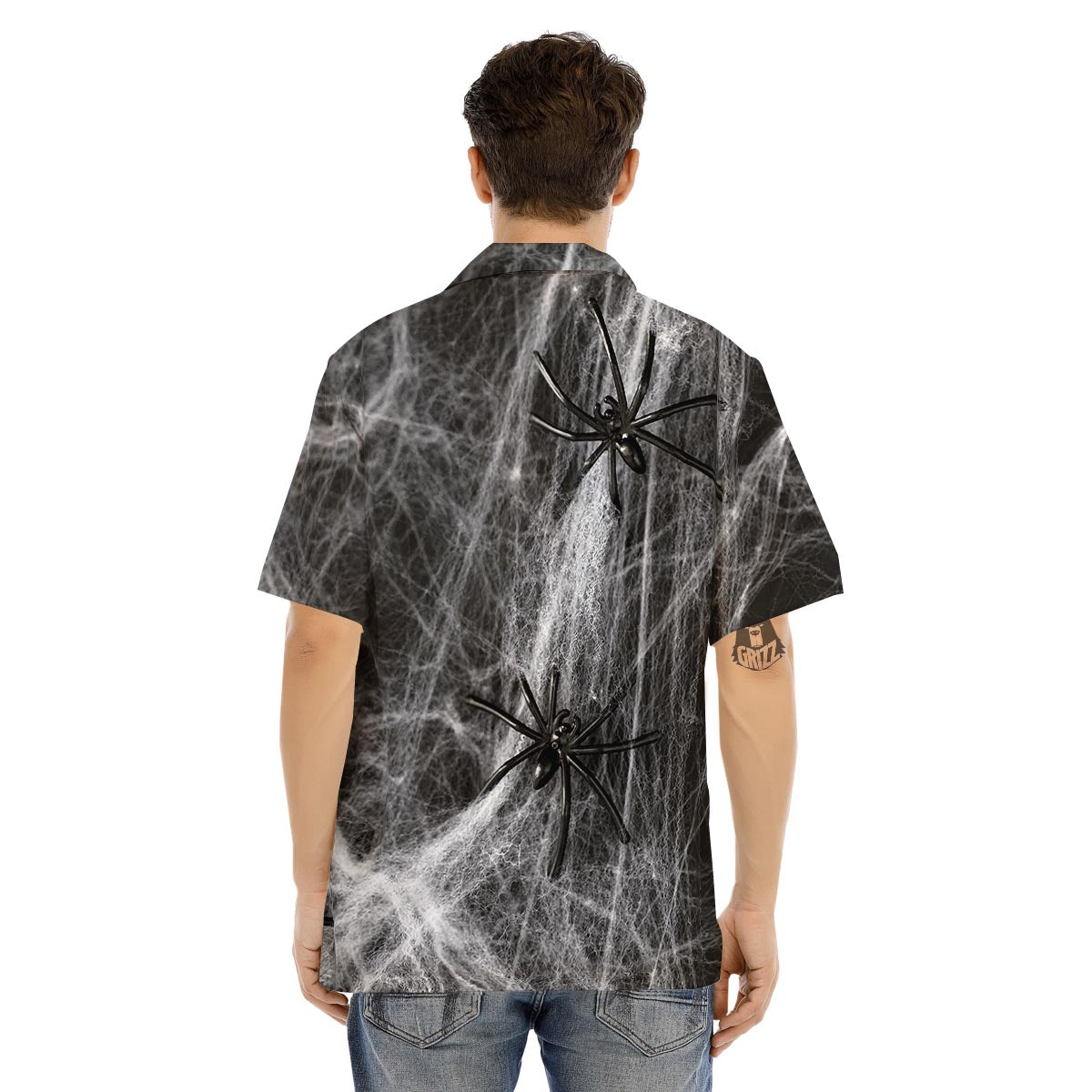 Cobweb And Toy Spiders Print Men's Hawaiian Shirt-grizzshop