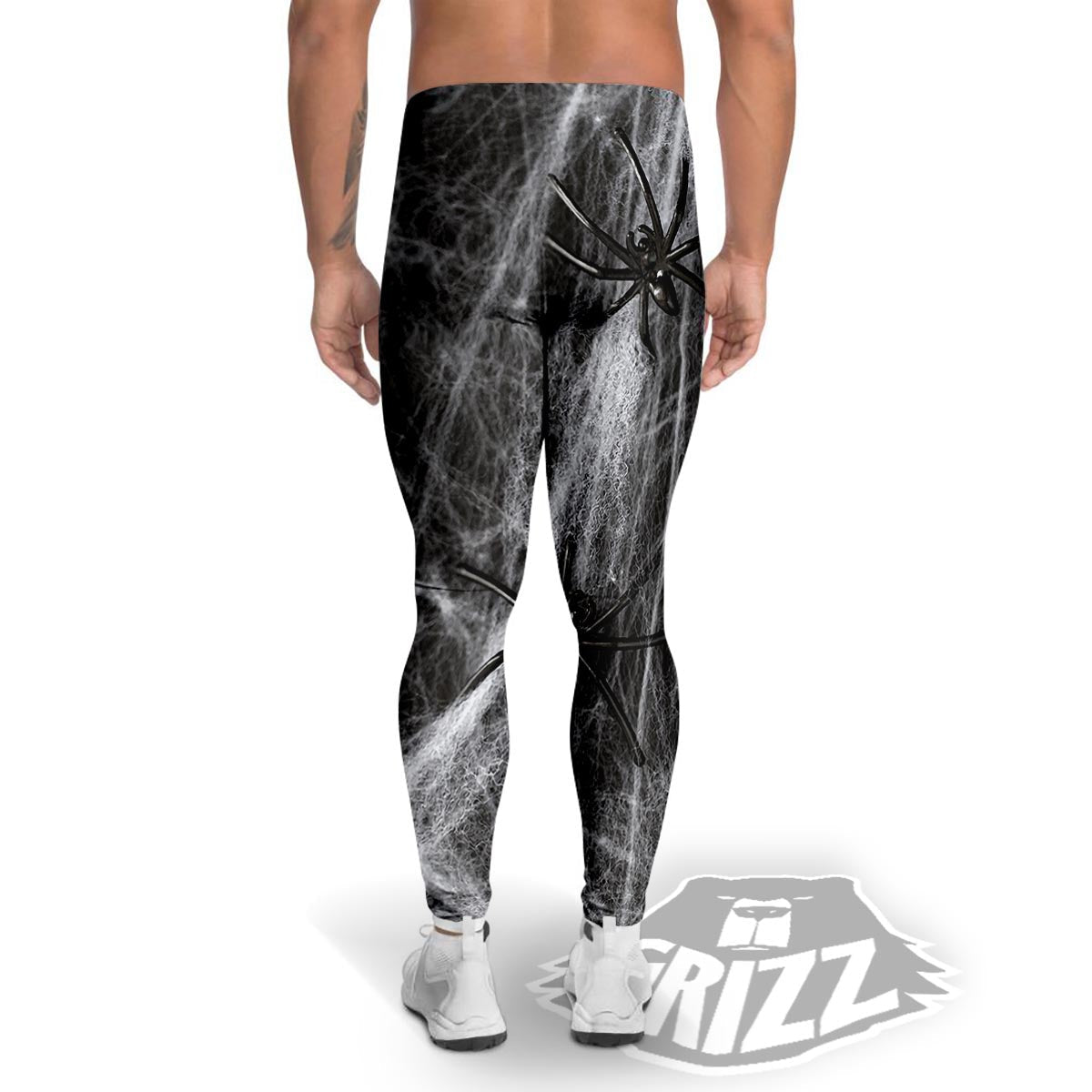 Cobweb And Toy Spiders Print Men's Leggings-grizzshop
