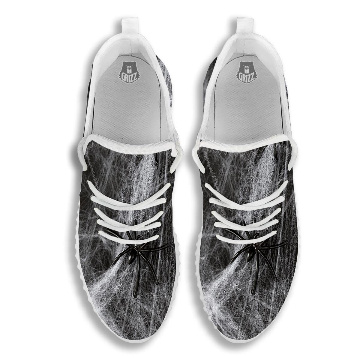 Cobweb And Toy Spiders Print White Walking Shoes-grizzshop