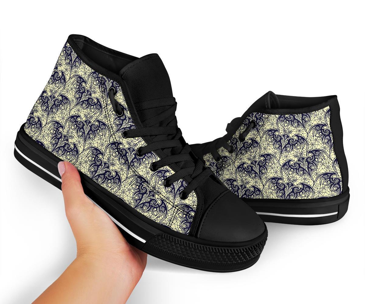 Cobweb Halloween Bat Pattern Print Men Women's High Top Shoes-grizzshop
