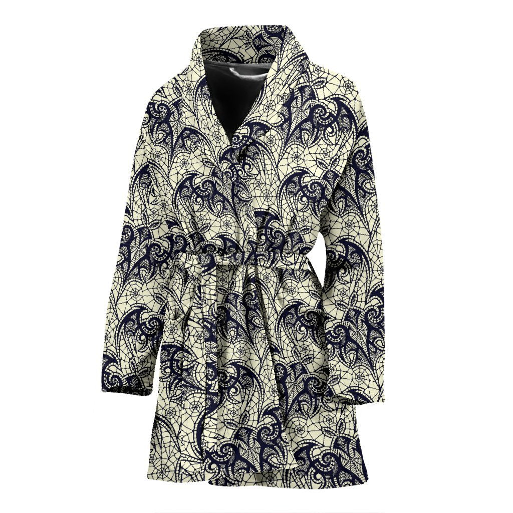 Cobweb Halloween Bat Pattern Print Women Long Robe-grizzshop