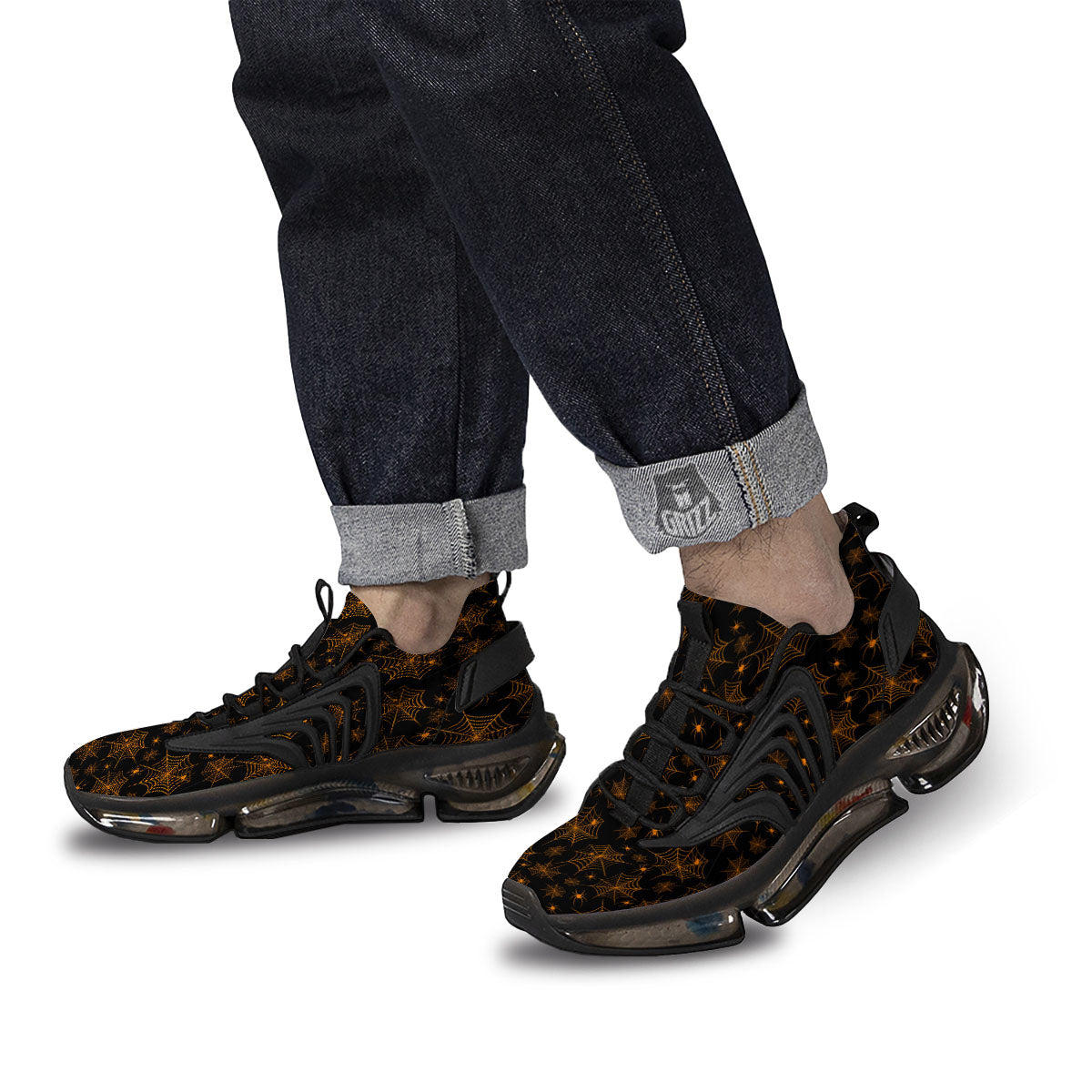 Cobweb Halloween Print Pattern Black Gym Shoes-grizzshop