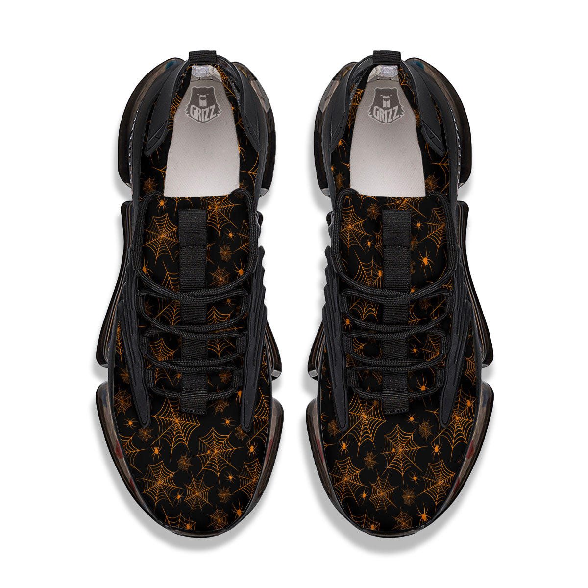 Cobweb Halloween Print Pattern Black Gym Shoes-grizzshop