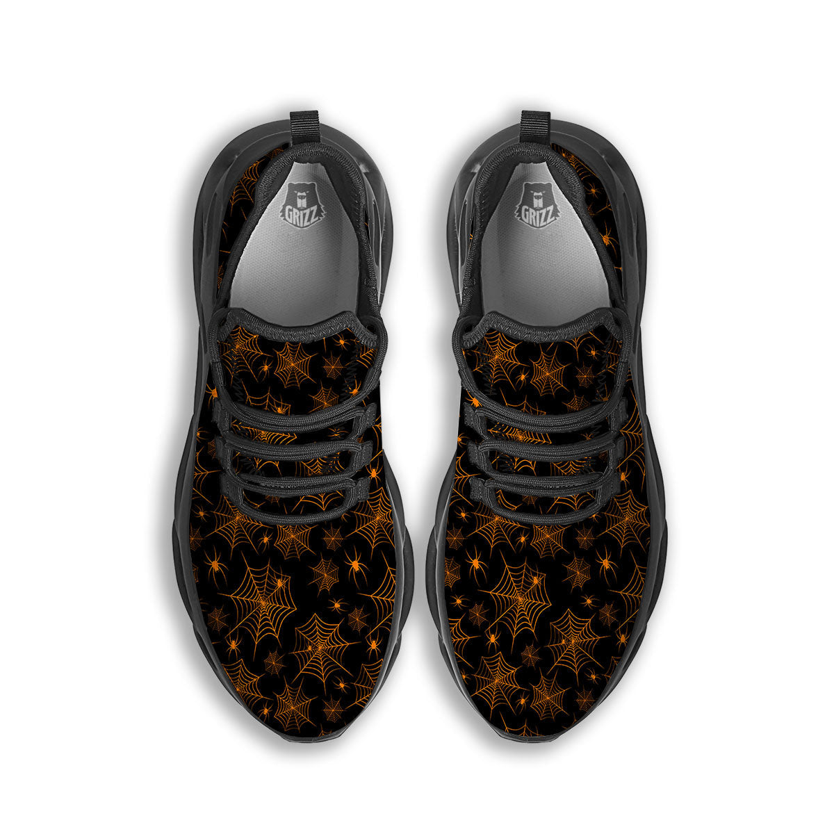 Cobweb Halloween Print Pattern Black Running Shoes-grizzshop