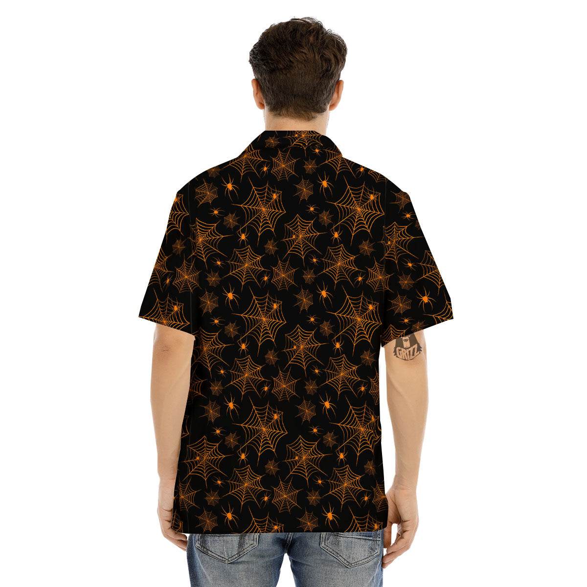 Cobweb Halloween Print Pattern Men's Hawaiian Shirt-grizzshop