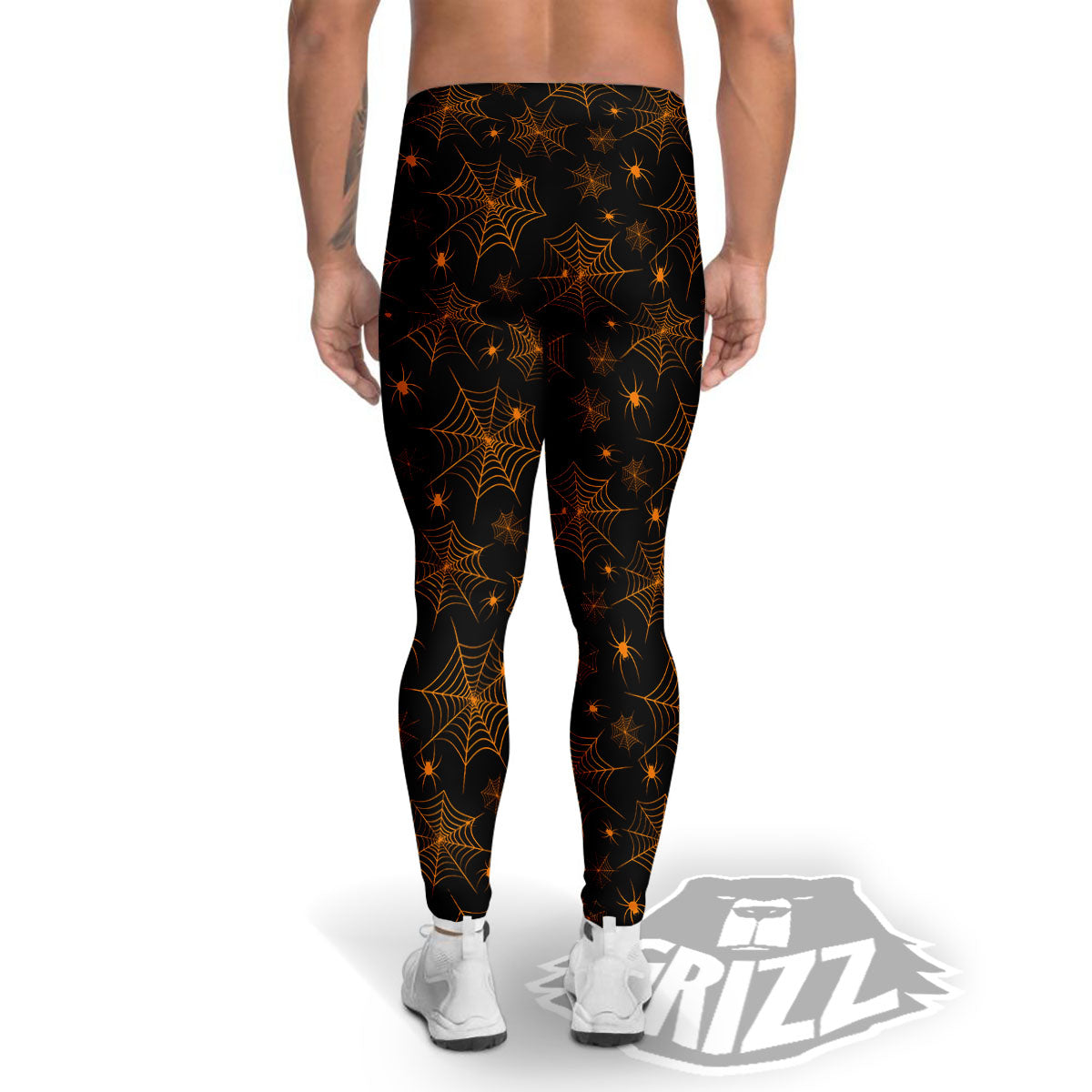 Cobweb Halloween Print Pattern Men's Leggings-grizzshop