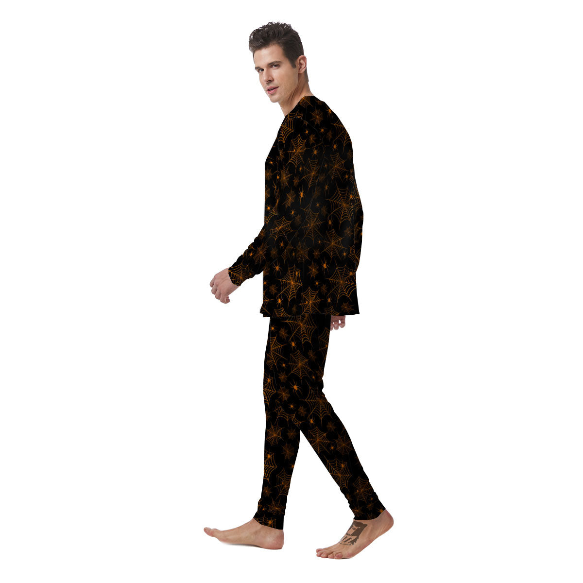 Cobweb Halloween Print Pattern Men's Pajamas-grizzshop