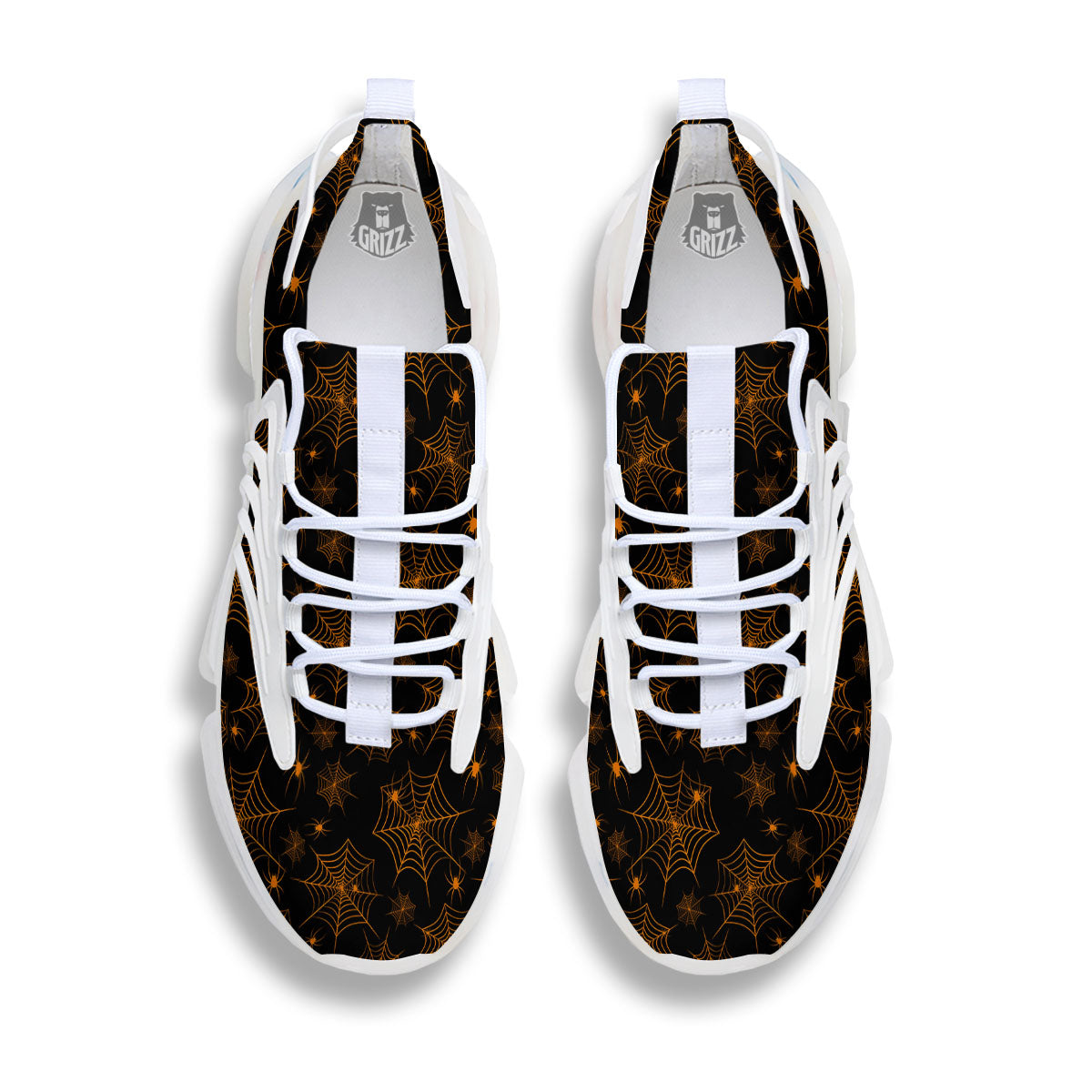 Cobweb Halloween Print Pattern White Gym Shoes-grizzshop
