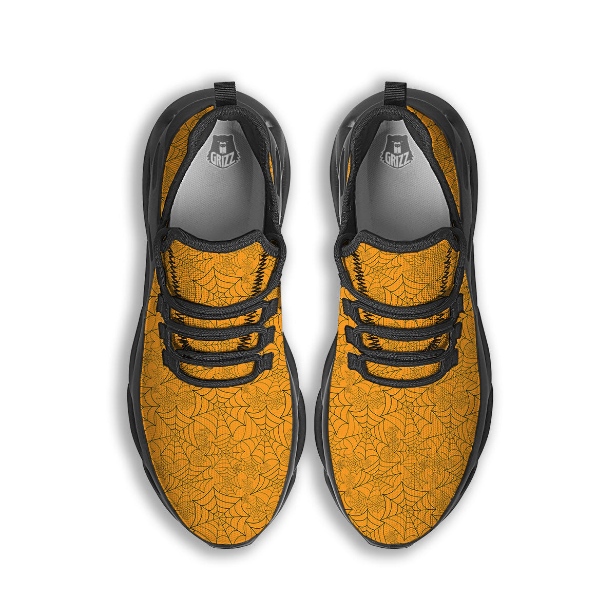 Cobweb Horror Print Black Running Shoes-grizzshop
