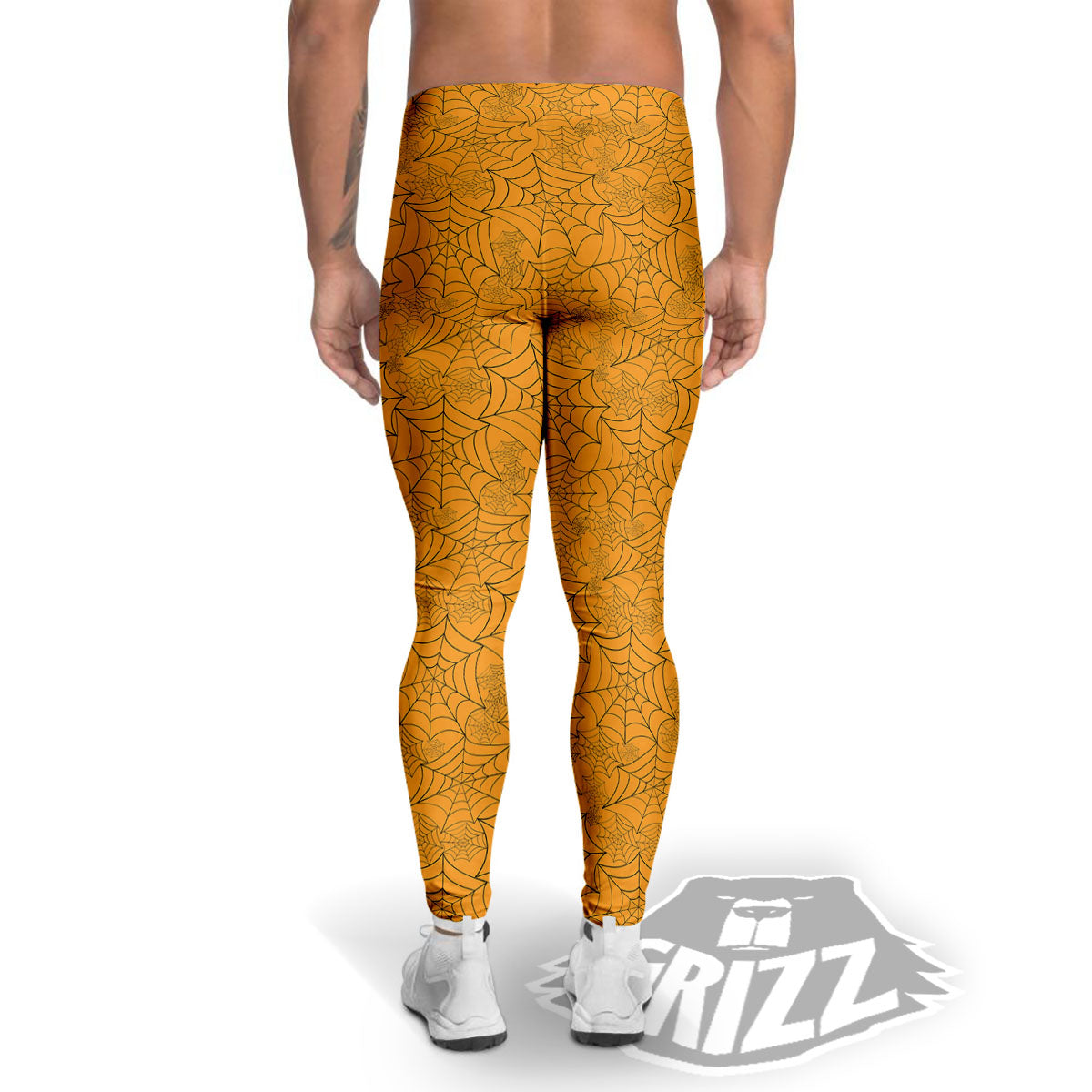 Cobweb Horror Print Men's Leggings-grizzshop
