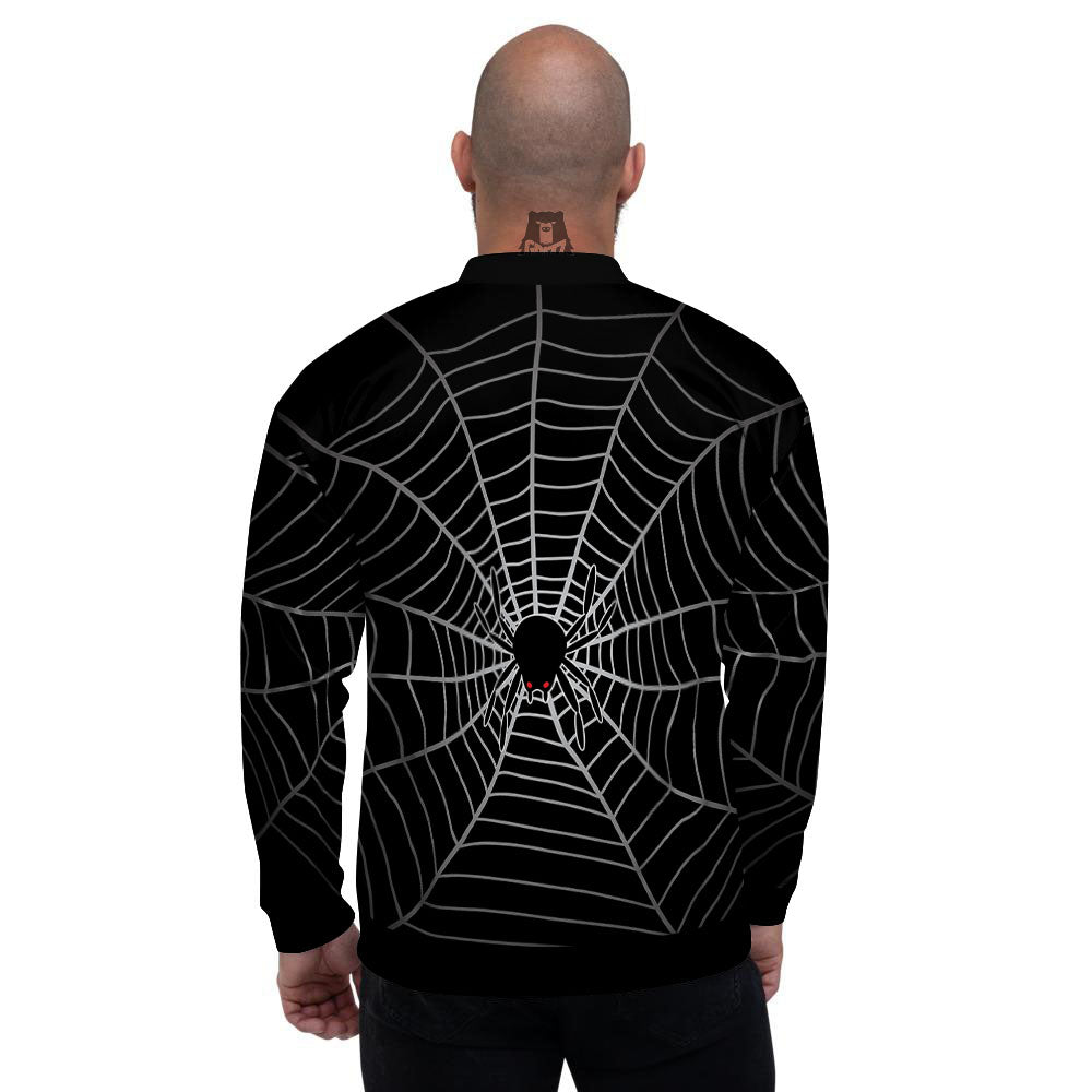Cobweb White And Black Print Men's Bomber Jacket-grizzshop