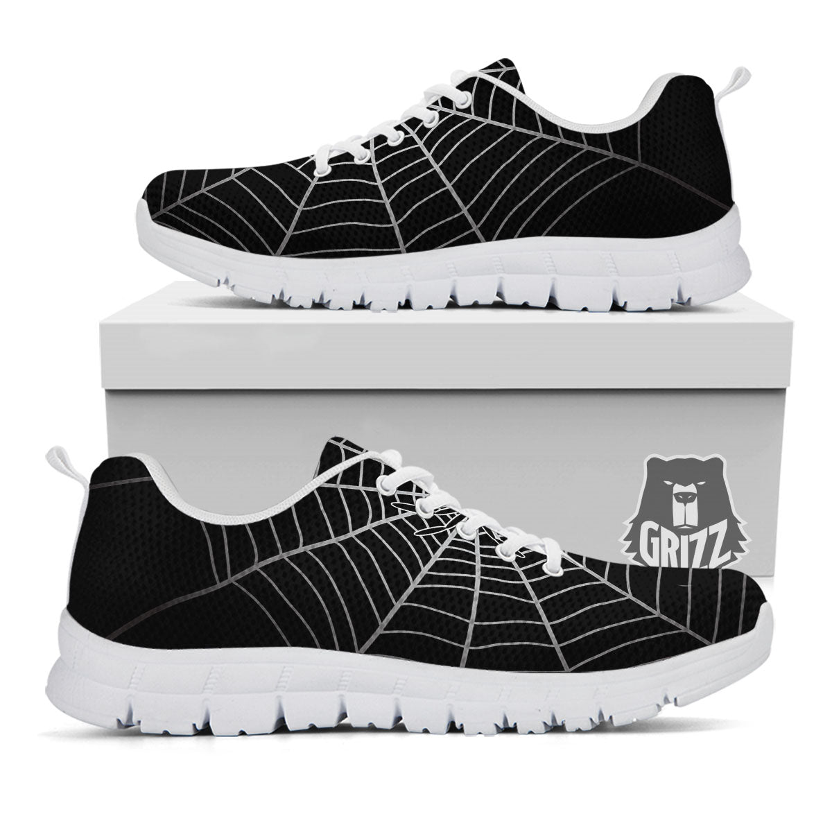 Cobweb White And Black Print White Sneaker-grizzshop