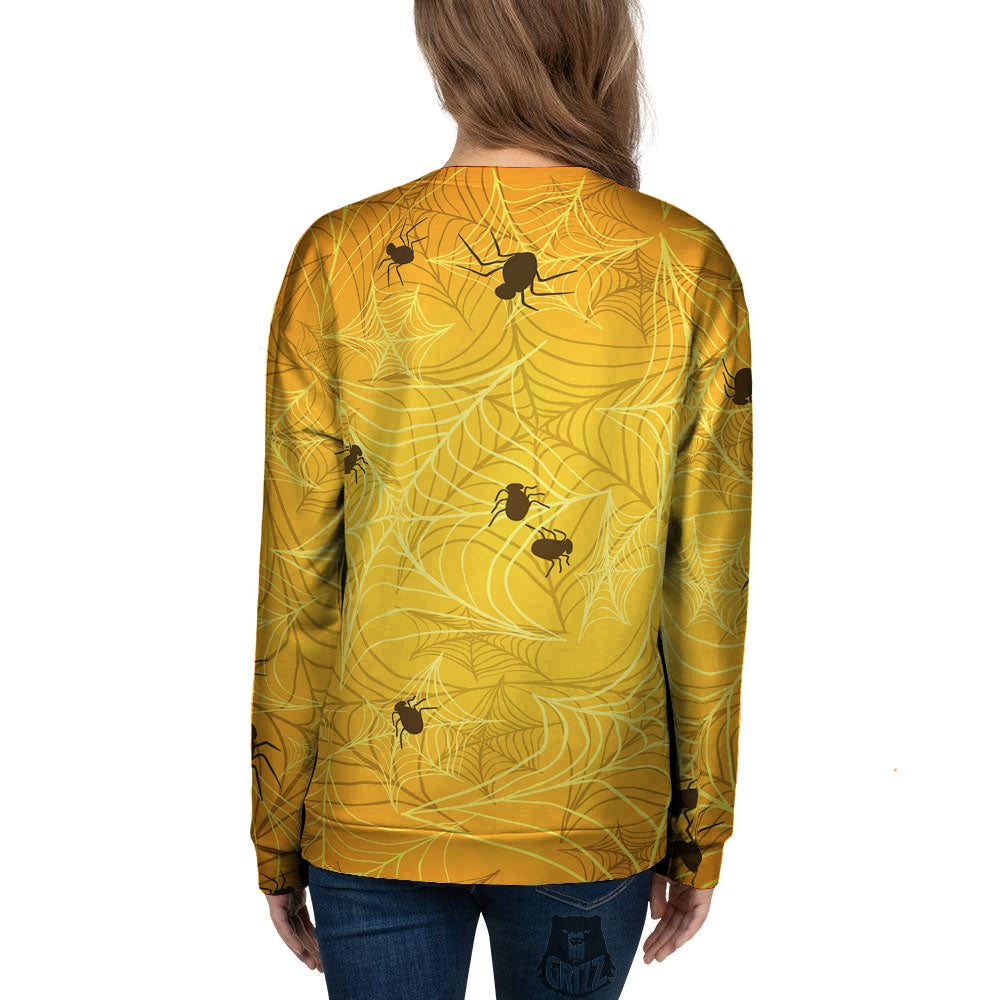 Cobweb Yellow Print Women's Sweatshirt-grizzshop