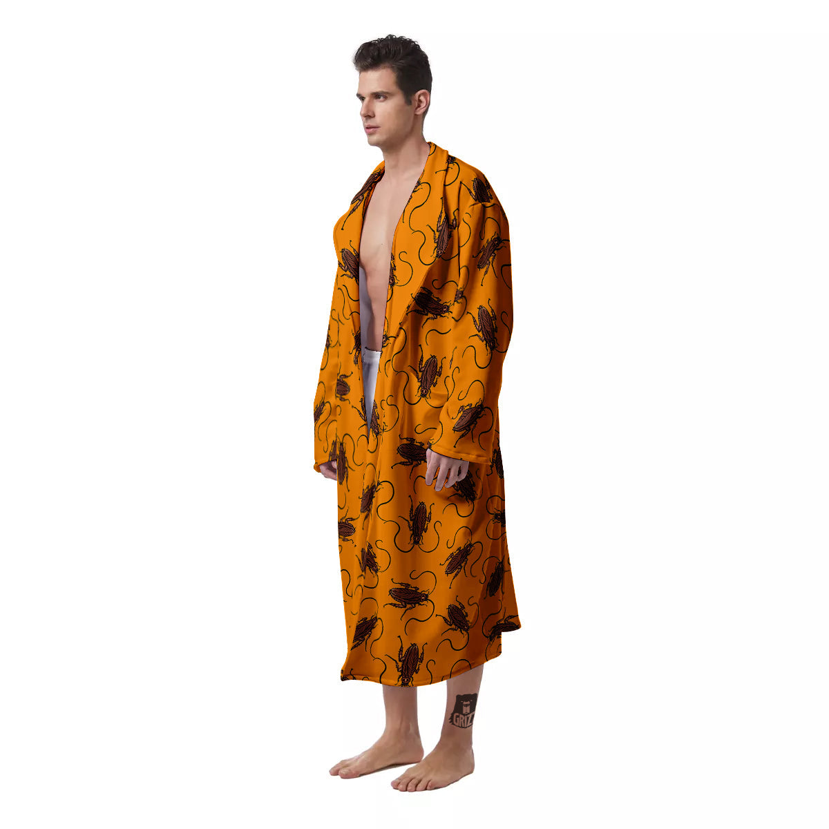 Cockroach Orange Print Pattern Men's Robe-grizzshop