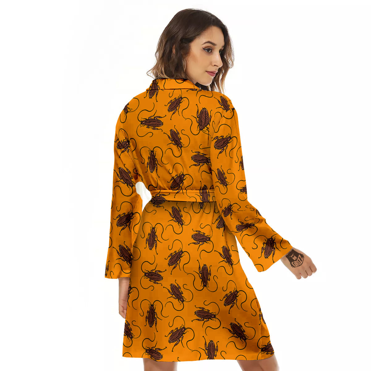 Cockroach Orange Print Pattern Women's Robe-grizzshop