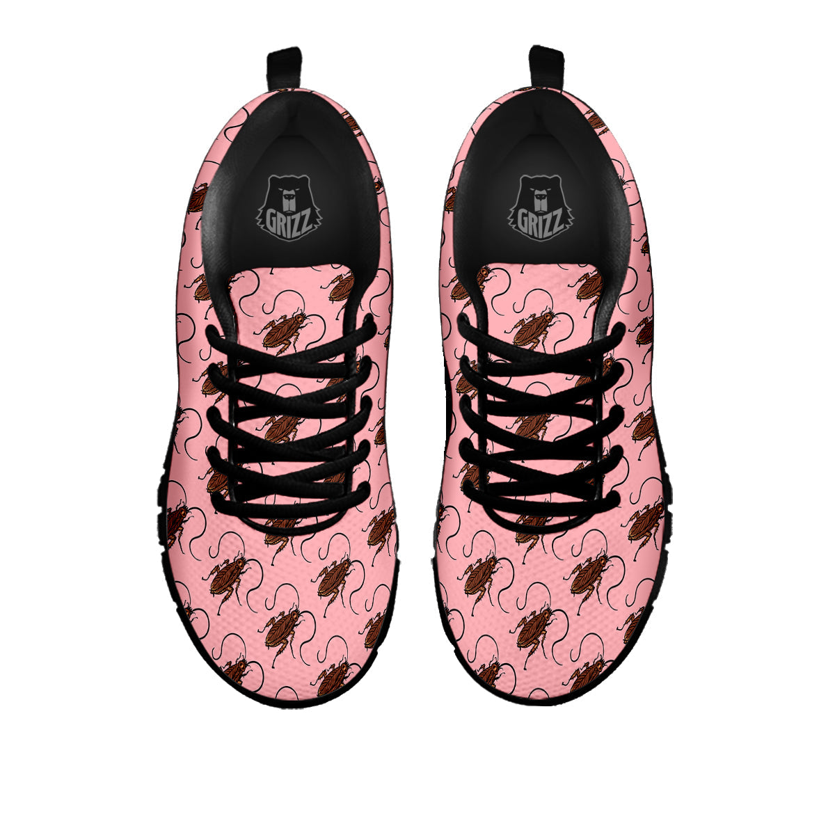 Cockroach Pink Print Pattern Black Sneaker-grizzshop
