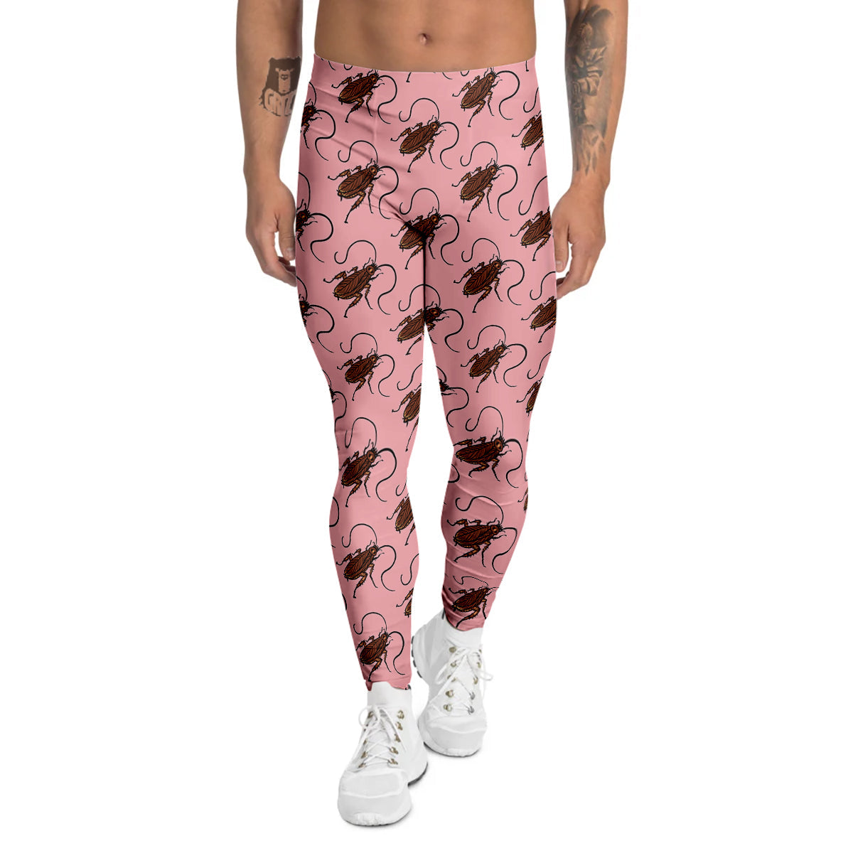 Cockroach Pink Print Pattern Men's Leggings-grizzshop