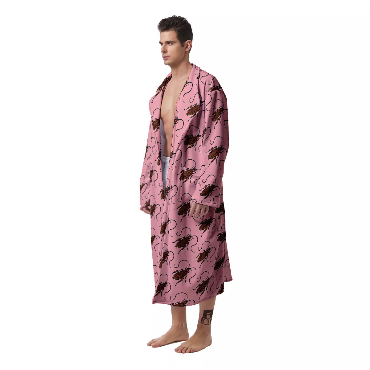 Cockroach Pink Print Pattern Men's Robe-grizzshop