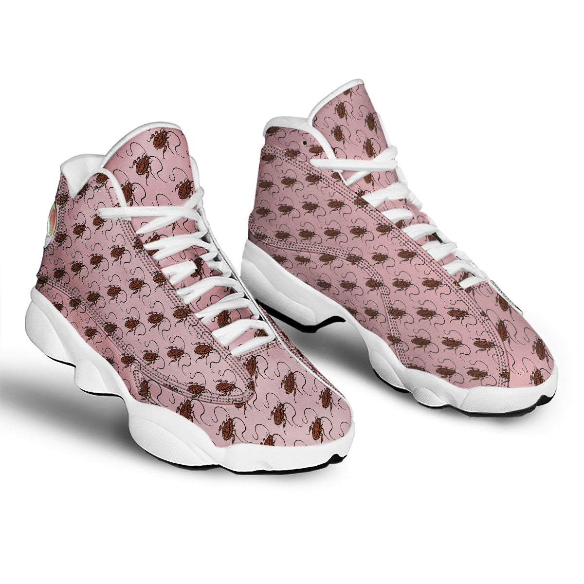 Cockroach Pink Print Pattern White Basketball Shoes-grizzshop
