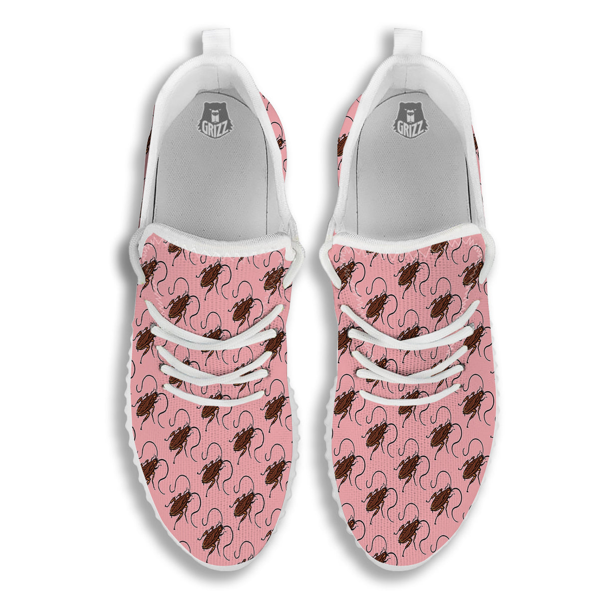 Cockroach Pink Print Pattern White Walking Shoes-grizzshop