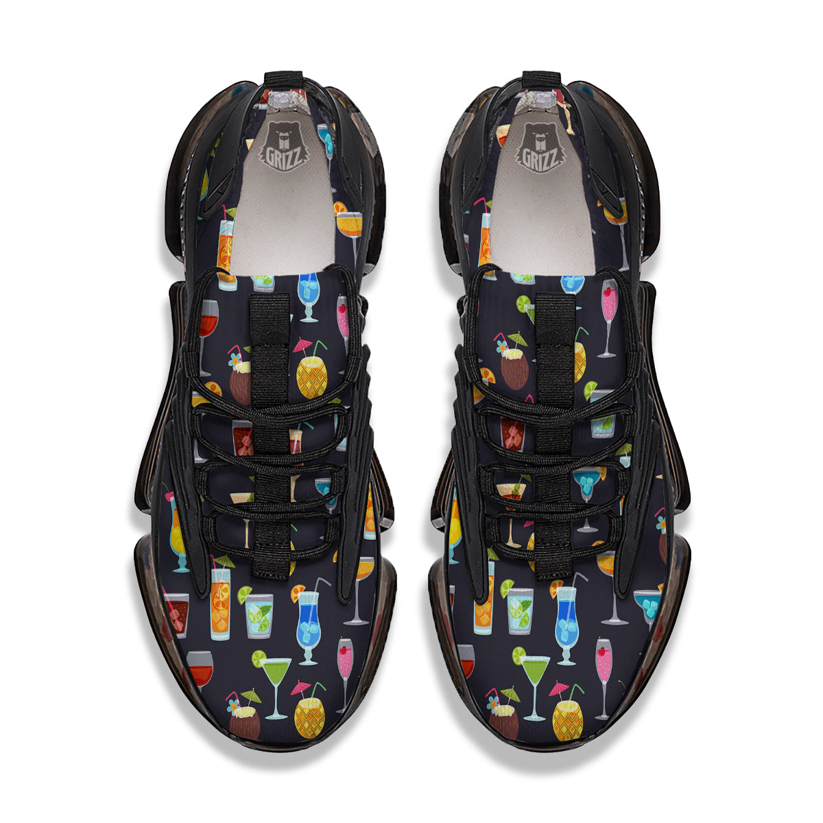 Cocktail Exotic Print Pattern Black Gym Shoes-grizzshop