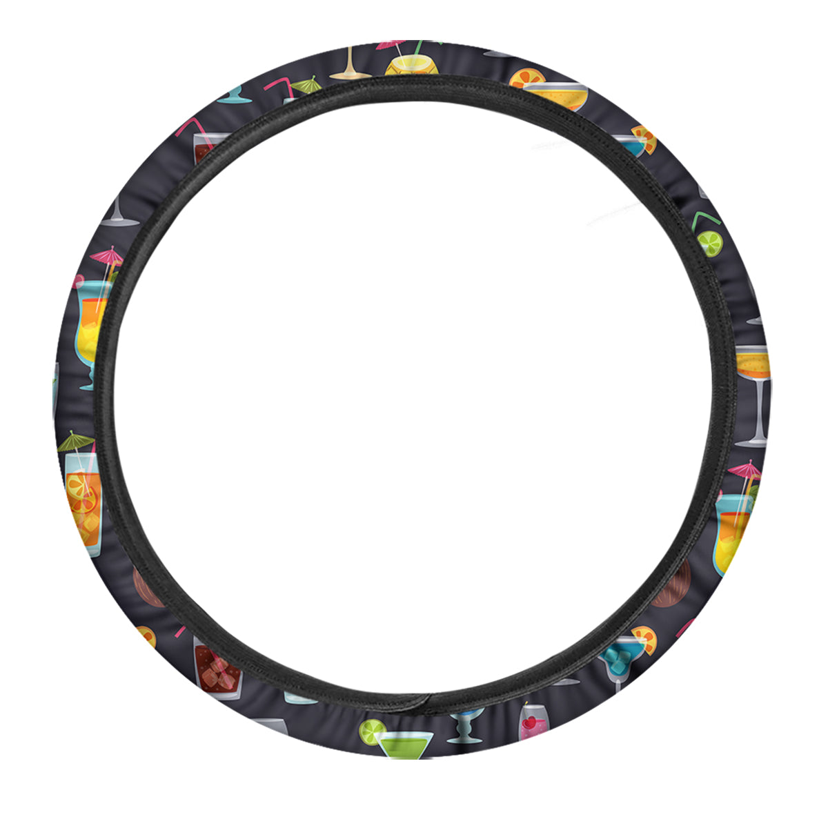 Cocktail Exotic Print Pattern Car Steering Wheel Cover-grizzshop