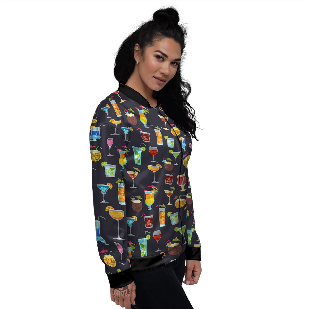 Cocktail Exotic Print Pattern Women's Bomber Jacket-grizzshop