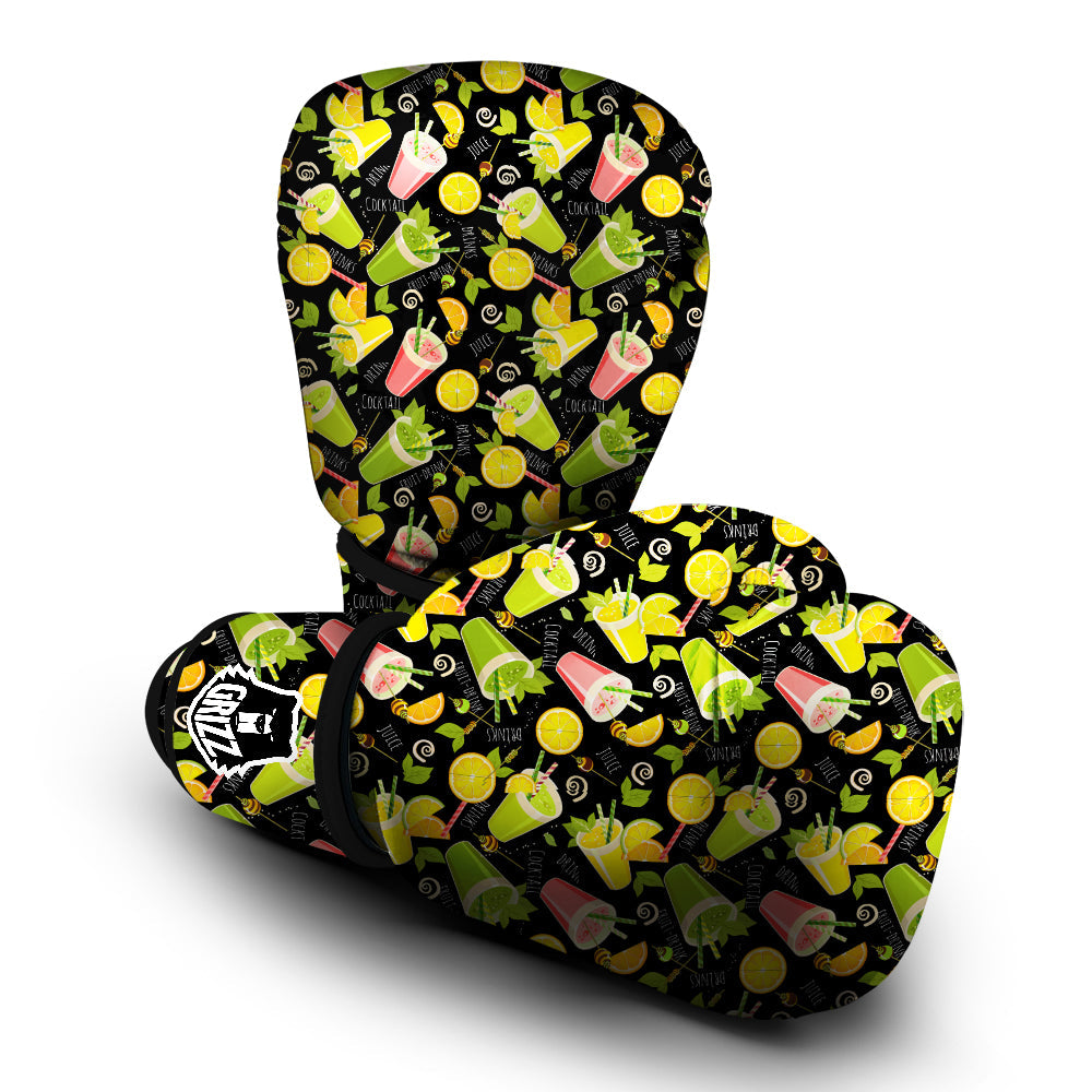 Cocktail Lemon Print Pattern Boxing Gloves-grizzshop