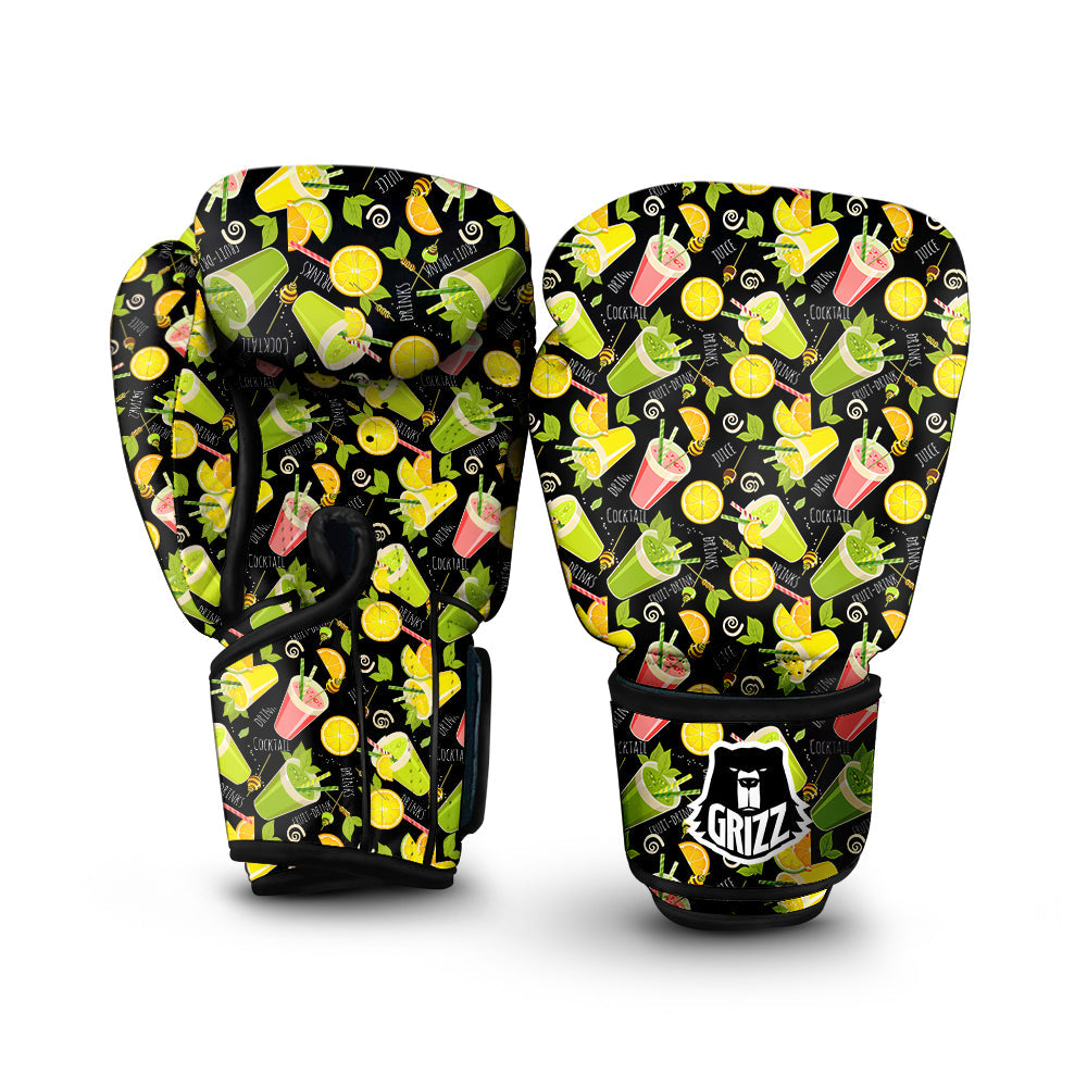 Cocktail Lemon Print Pattern Boxing Gloves-grizzshop