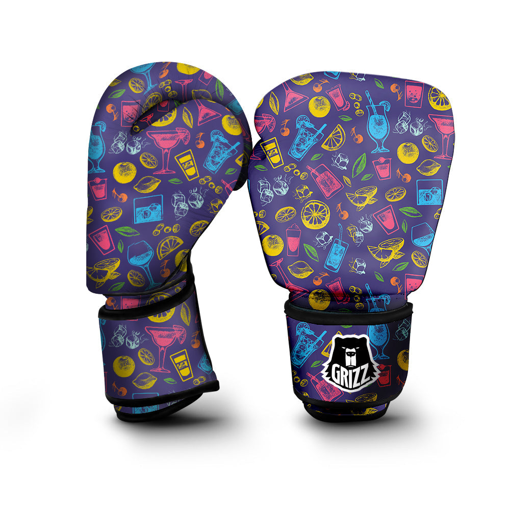 Cocktail Watercolor Print Pattern Boxing Gloves-grizzshop