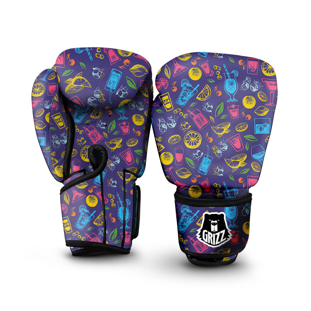 Cocktail Watercolor Print Pattern Boxing Gloves-grizzshop