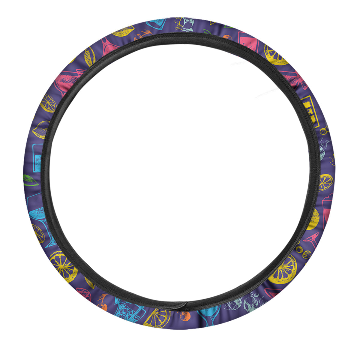 Cocktail Watercolor Print Pattern Car Steering Wheel Cover-grizzshop