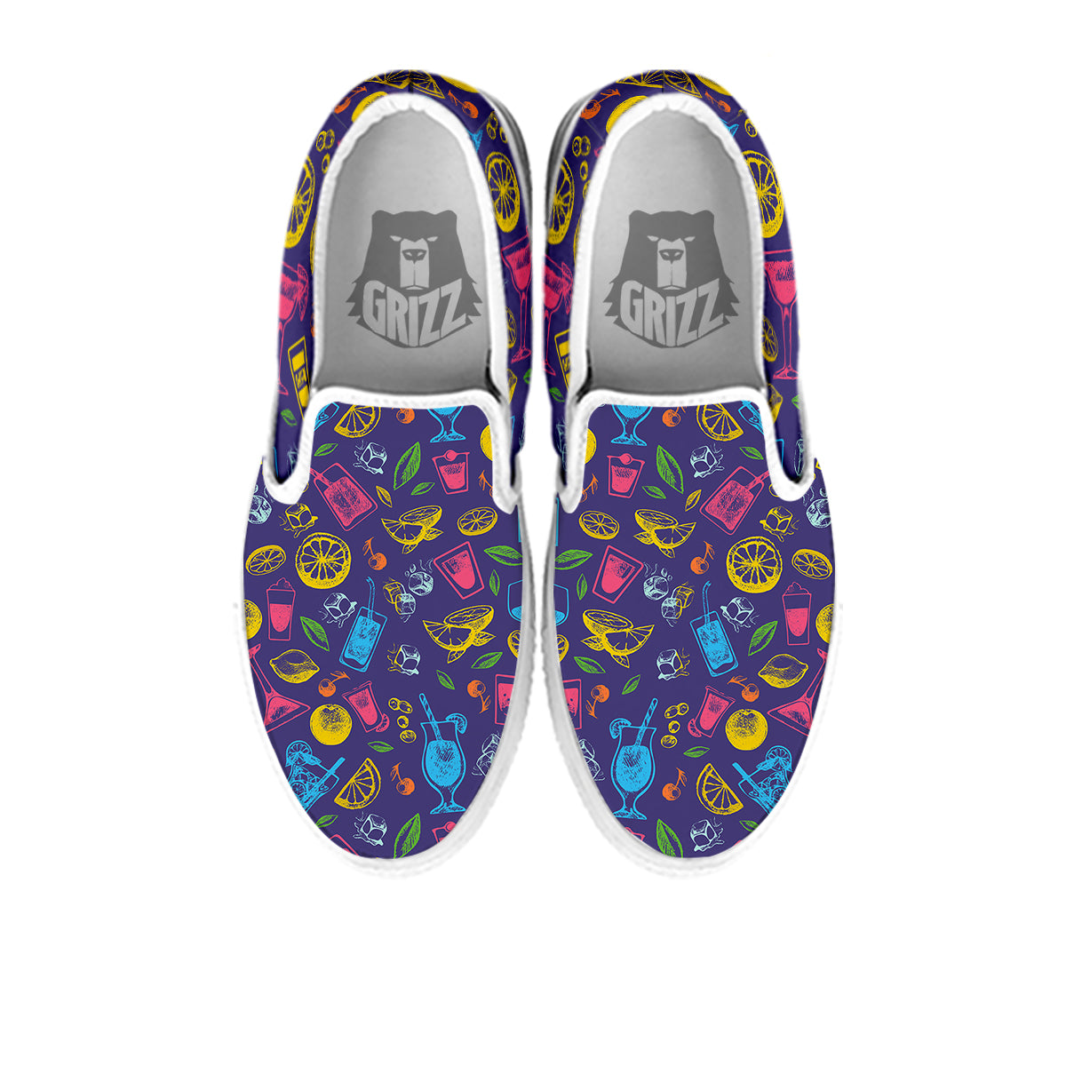 Cocktail Watercolor Print Pattern White Slip On Shoes-grizzshop