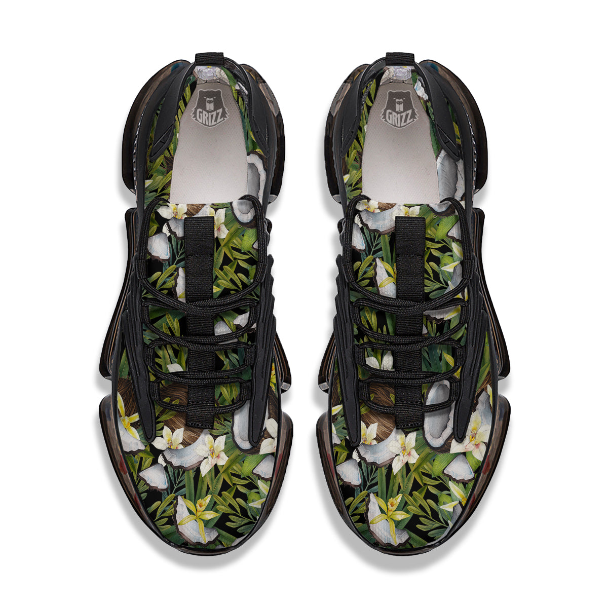 Coconut And Vanilla Flower Print Pattern Black Gym Shoes-grizzshop