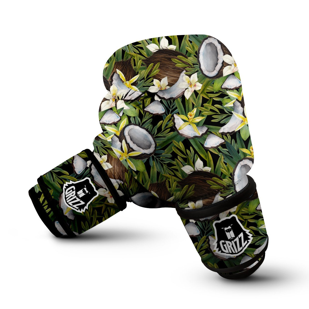 Coconut And Vanilla Flower Print Pattern Boxing Gloves-grizzshop