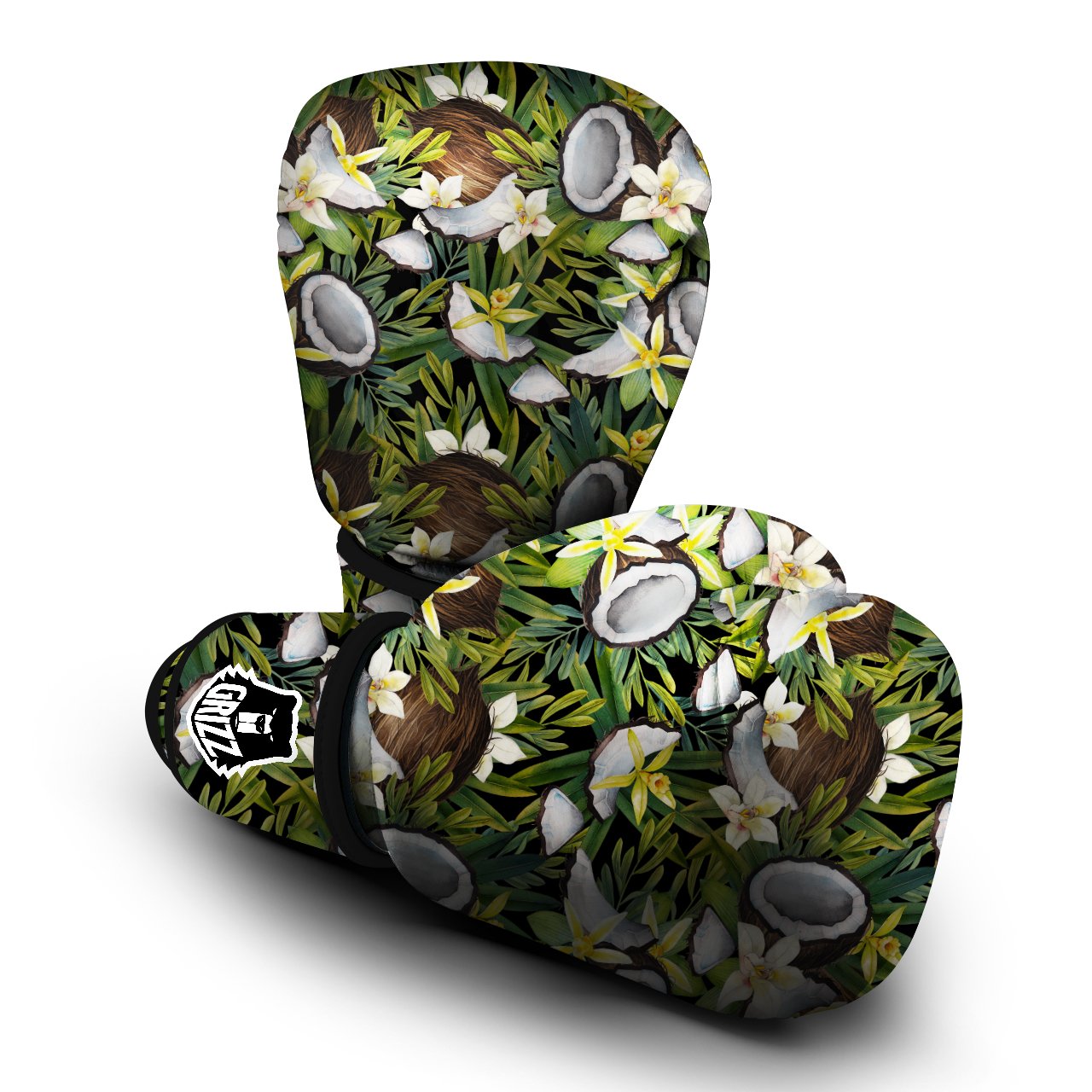 Coconut And Vanilla Flower Print Pattern Boxing Gloves-grizzshop