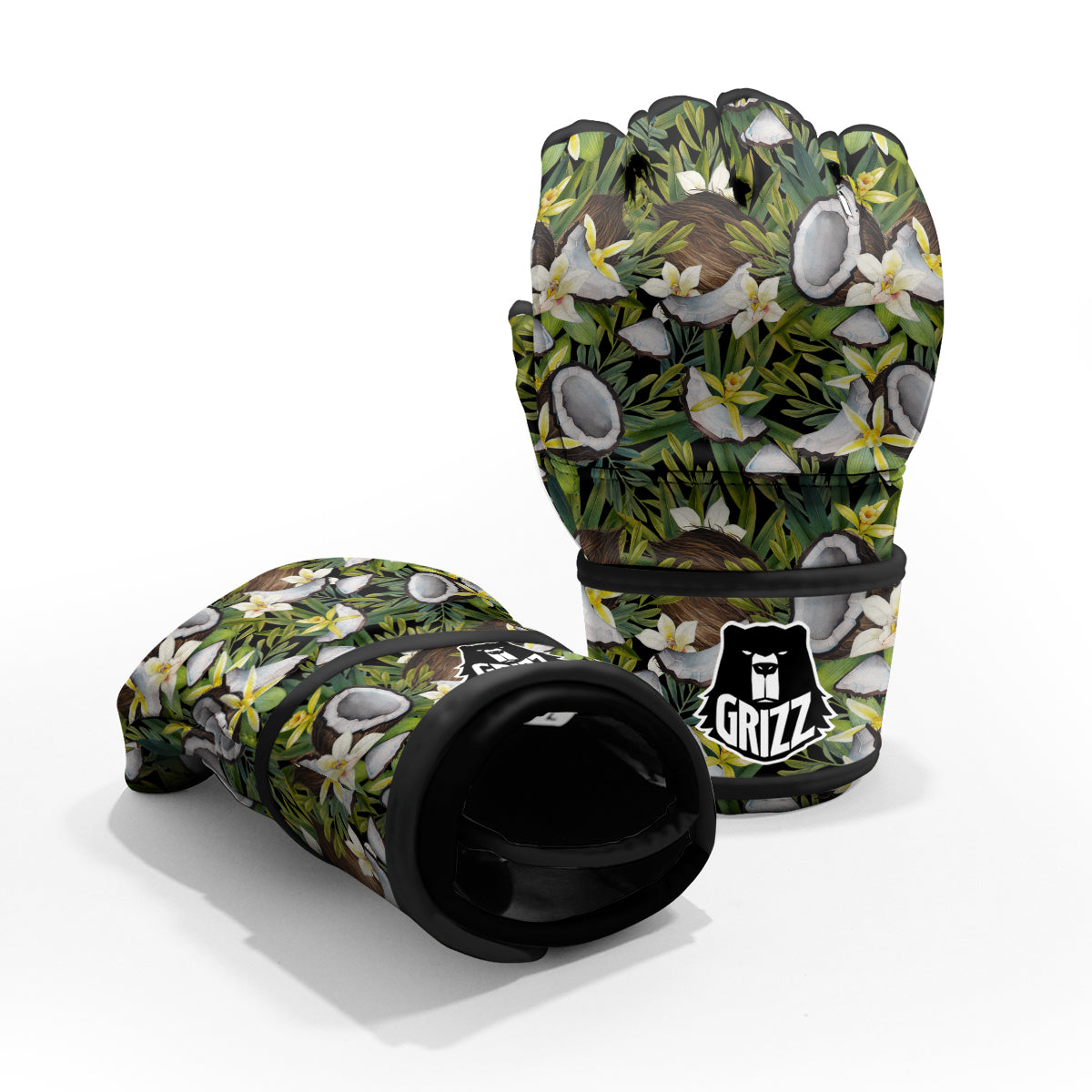 Coconut And Vanilla Flower Print Pattern MMA Gloves-grizzshop