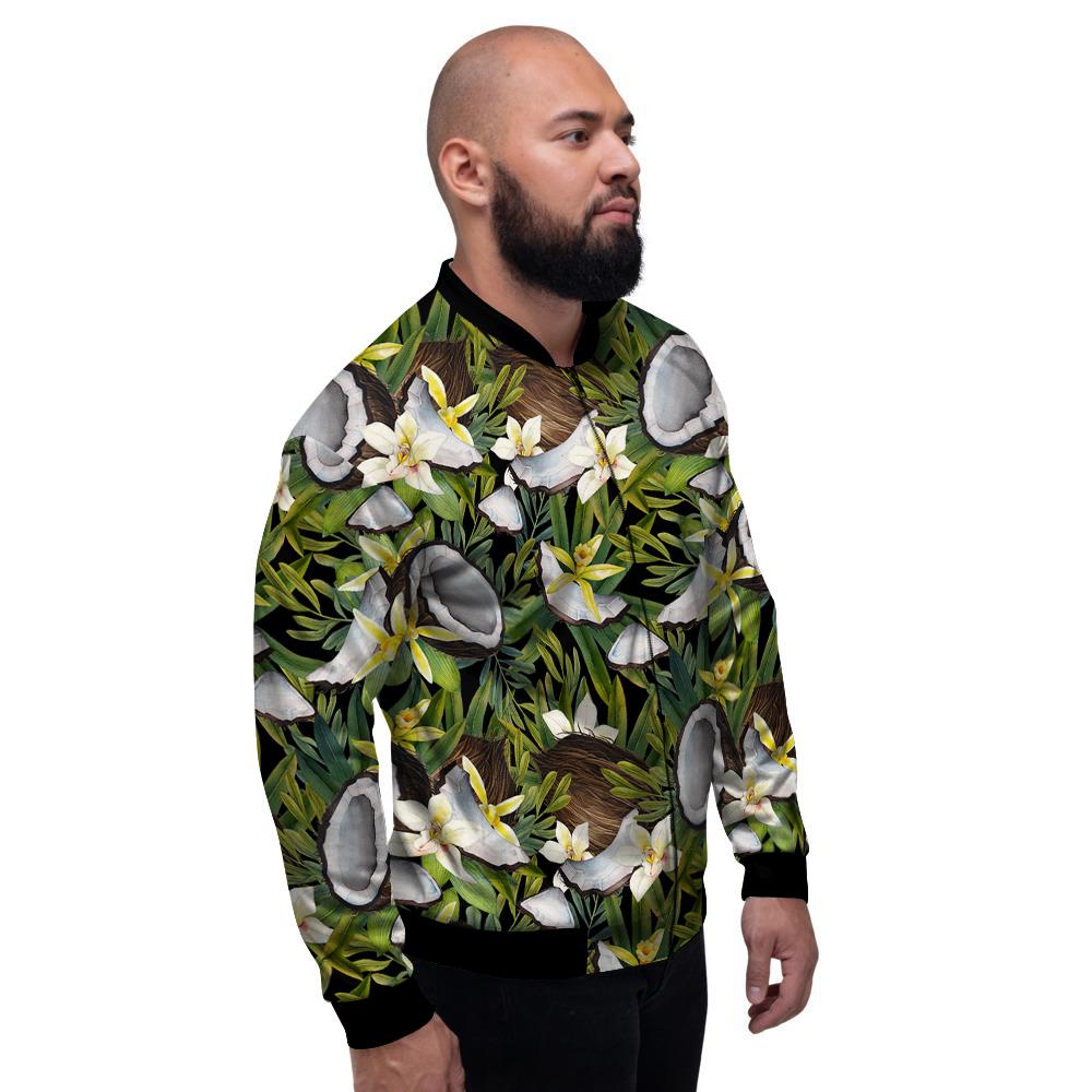 Coconut And Vanilla Flower Print Pattern Men's Bomber Jacket-grizzshop