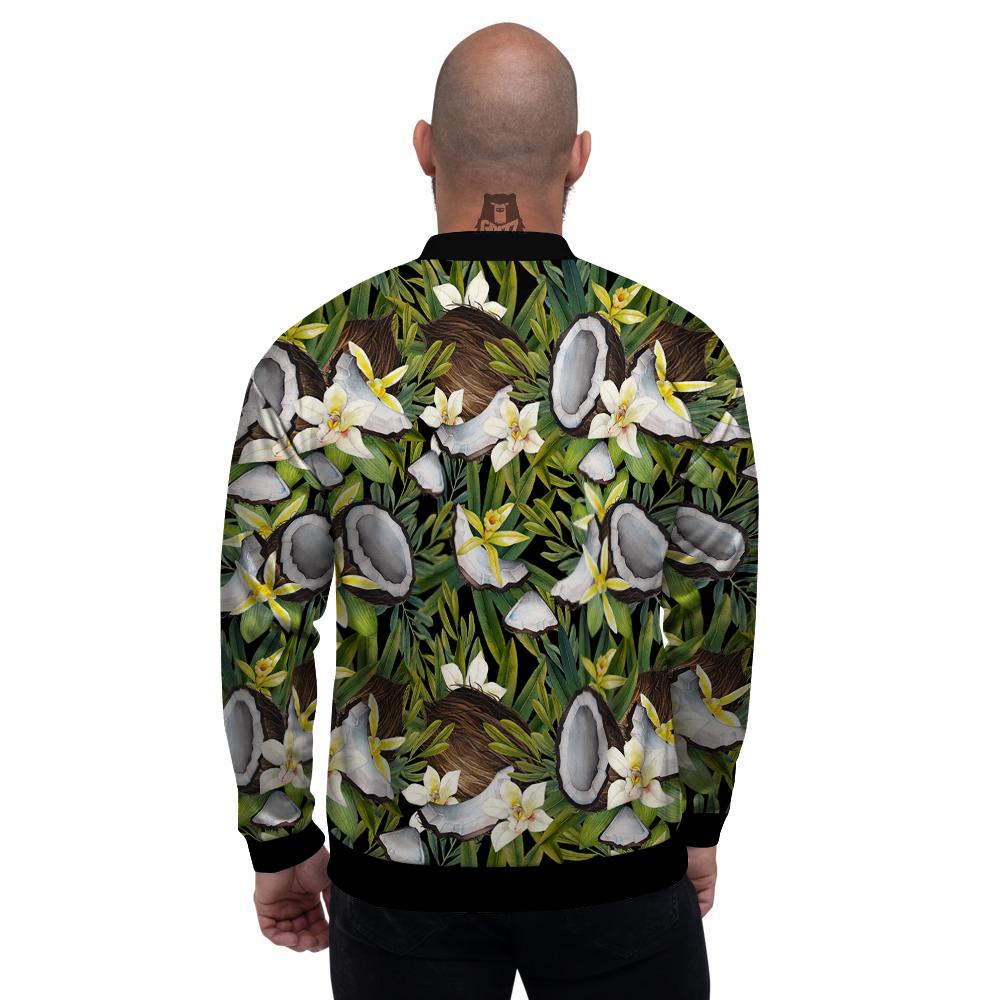 Coconut And Vanilla Flower Print Pattern Men's Bomber Jacket-grizzshop