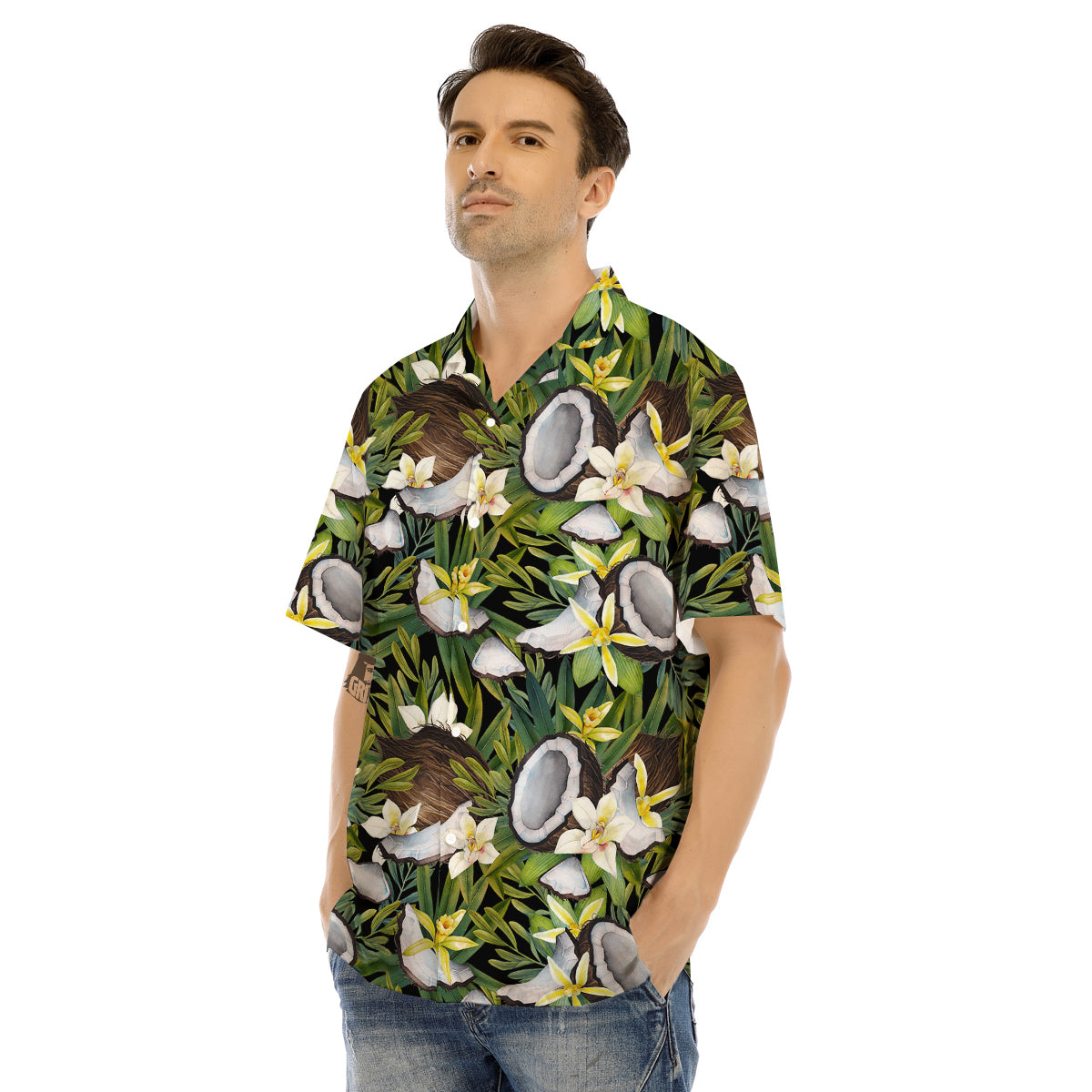 Coconut And Vanilla Flower Print Pattern Men's Hawaiian Shirt-grizzshop