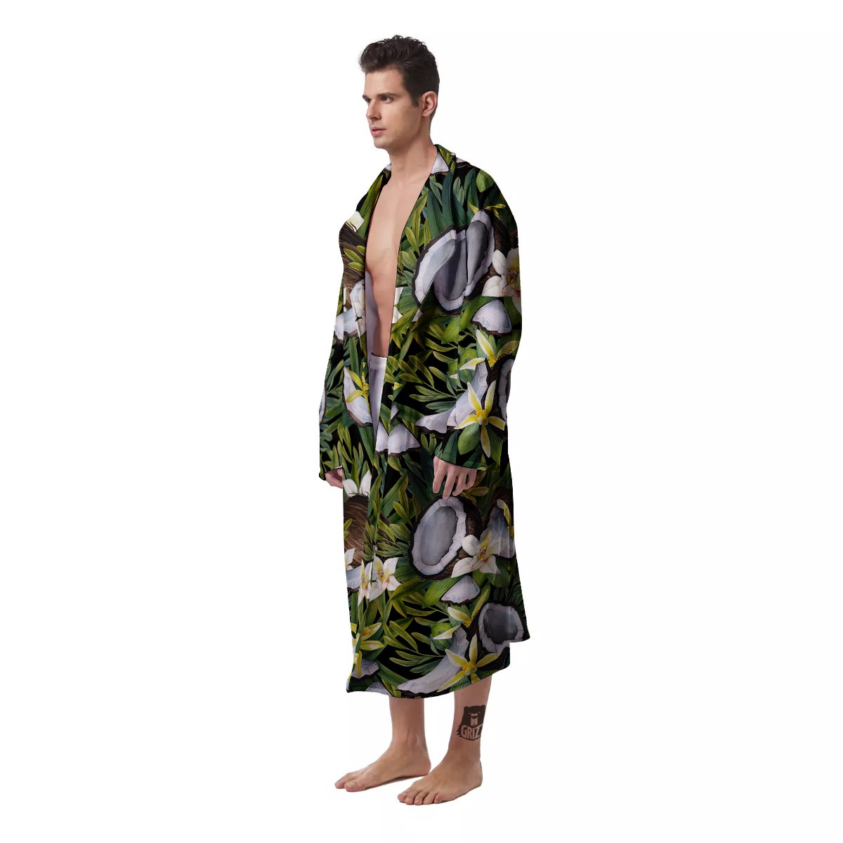 Coconut And Vanilla Flower Print Pattern Men's Robe-grizzshop