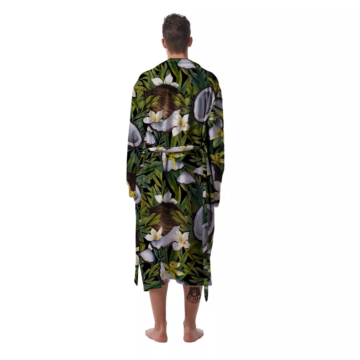 Coconut And Vanilla Flower Print Pattern Men's Robe-grizzshop