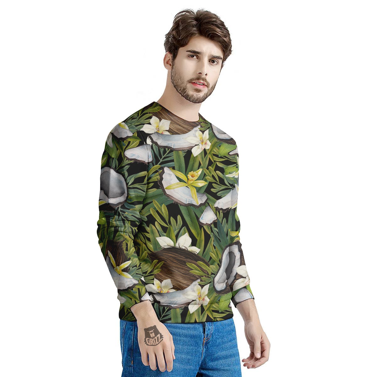Coconut And Vanilla Flower Print Pattern Men's Sweatshirt-grizzshop