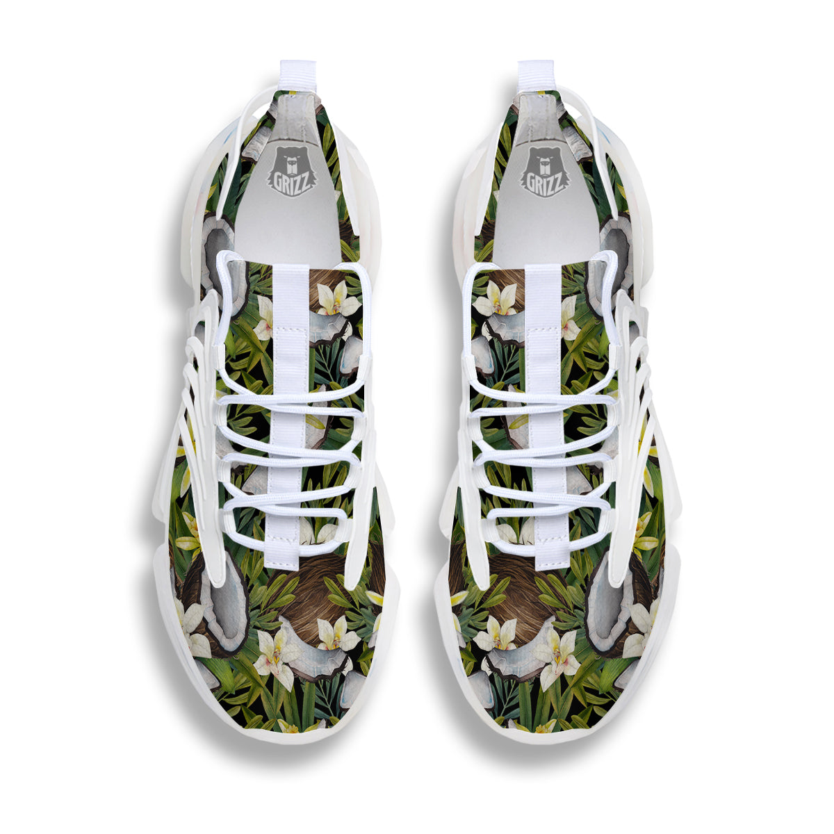Coconut And Vanilla Flower Print Pattern White Gym Shoes-grizzshop